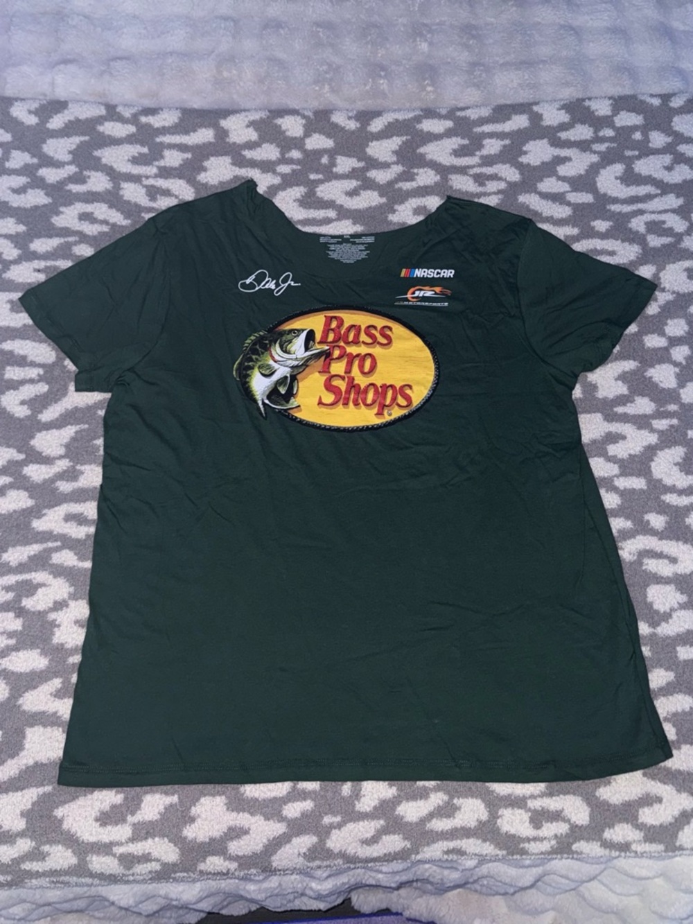 Bass Pro Shops Dark Green Tee with Yellow & Red Logo size 2XL